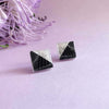 Silver Glitter Mix Square Studs Earrings