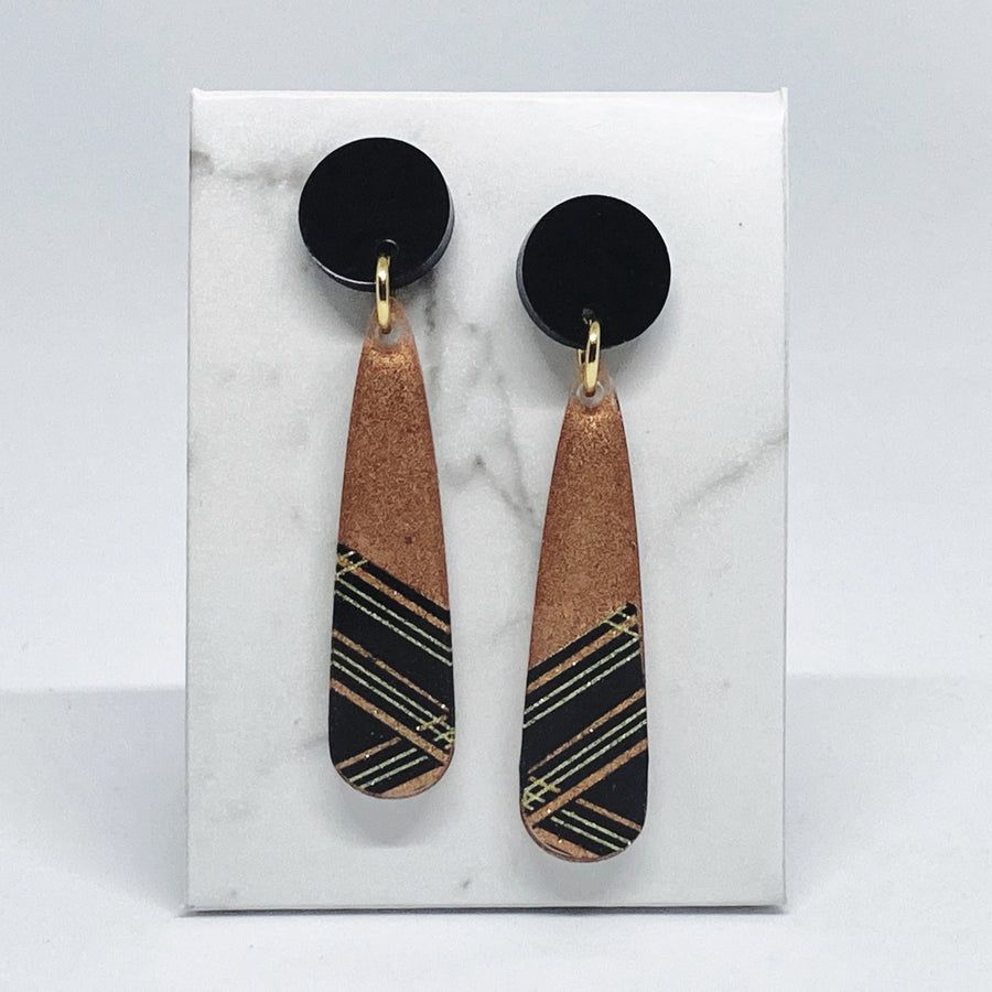 Copper Gold Long Earrings