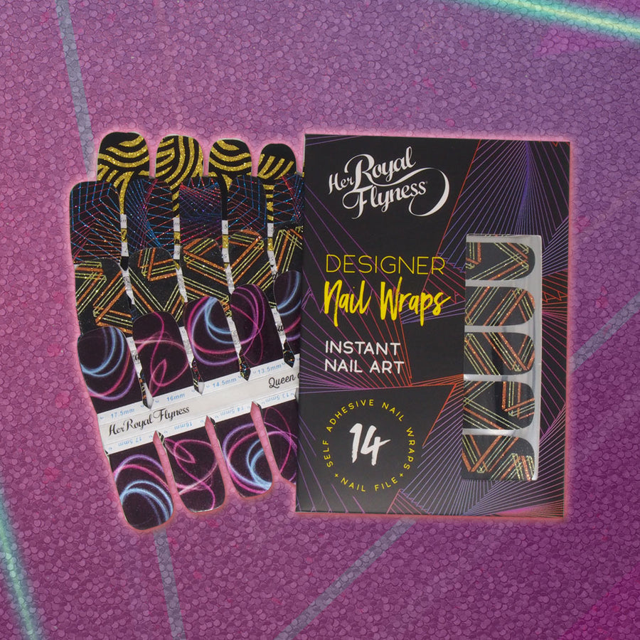 Nail wraps - Her Royal Flyness geometric nail design, glitter nail art,black glitter nails