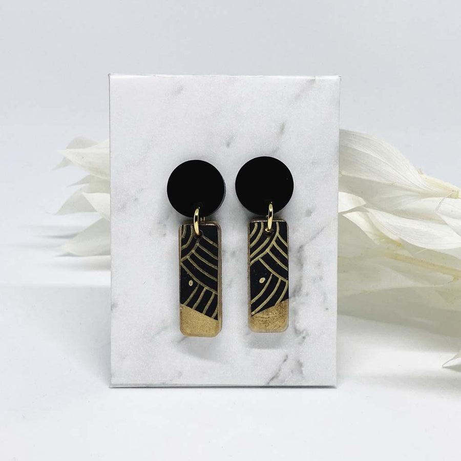 Kyoto Small Rectangle Gold Earrings