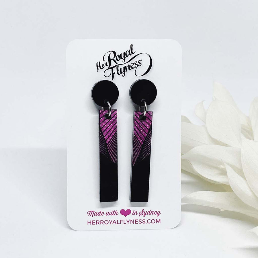 Long Rectangle Flutter pink Earrings