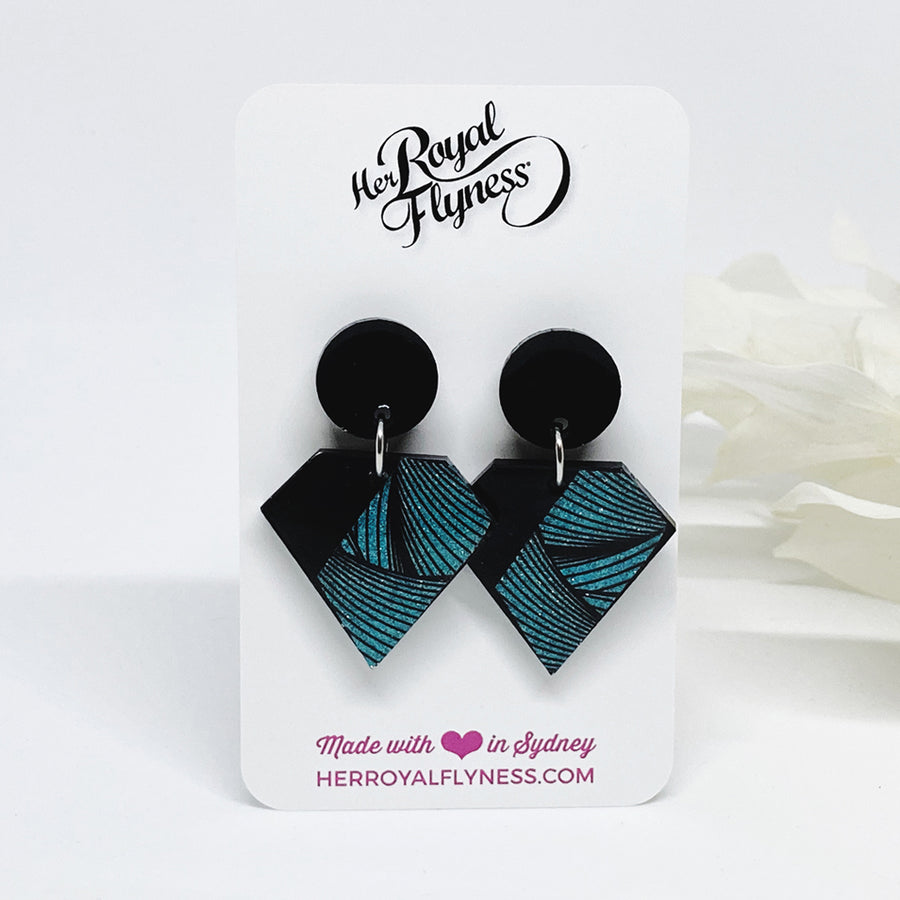 Green Glitter Diamond Earrings