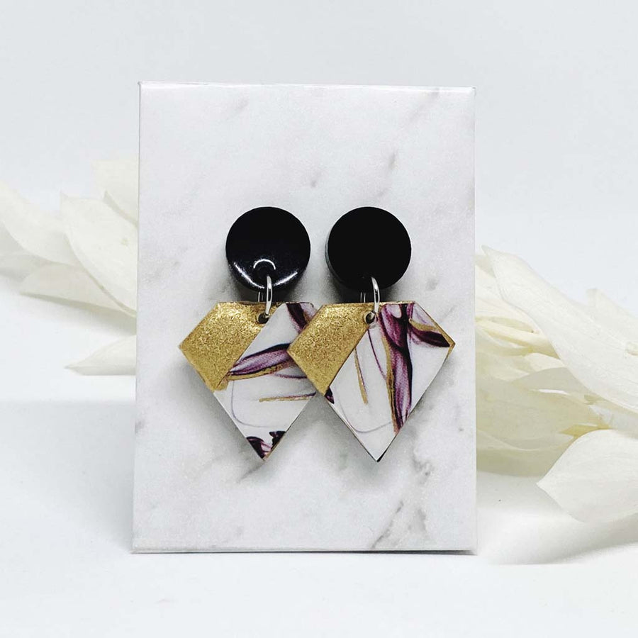 White marble Diamond Earrings