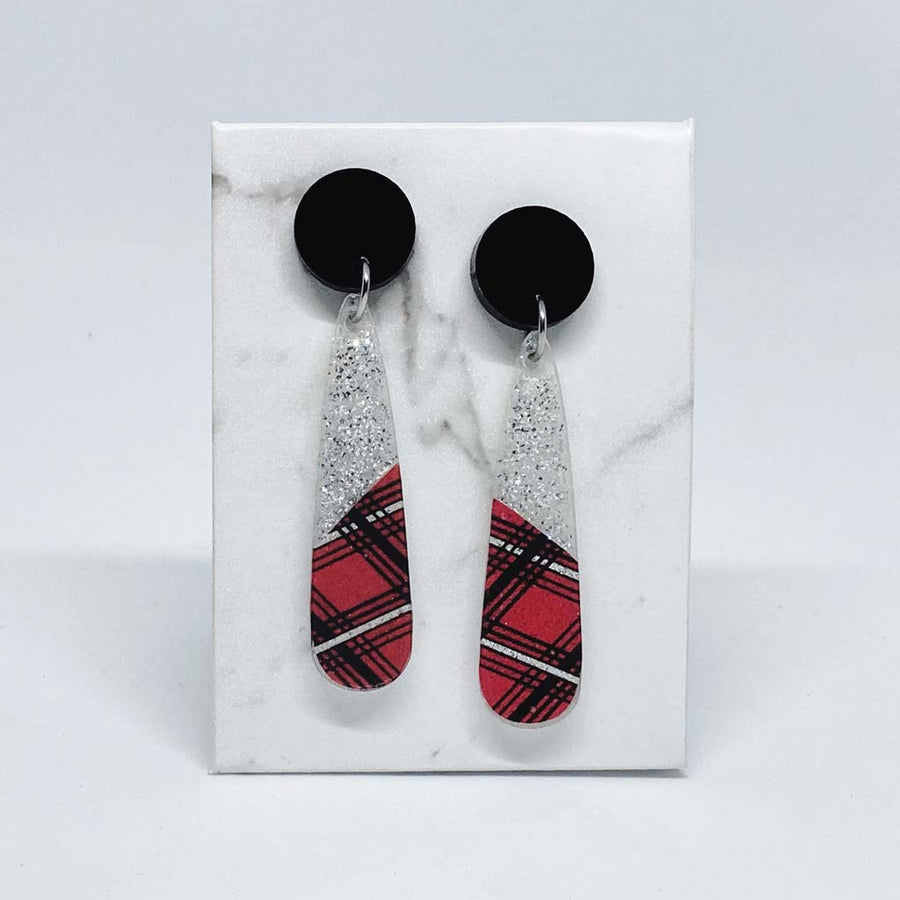 Tartan Long glitter Earrings