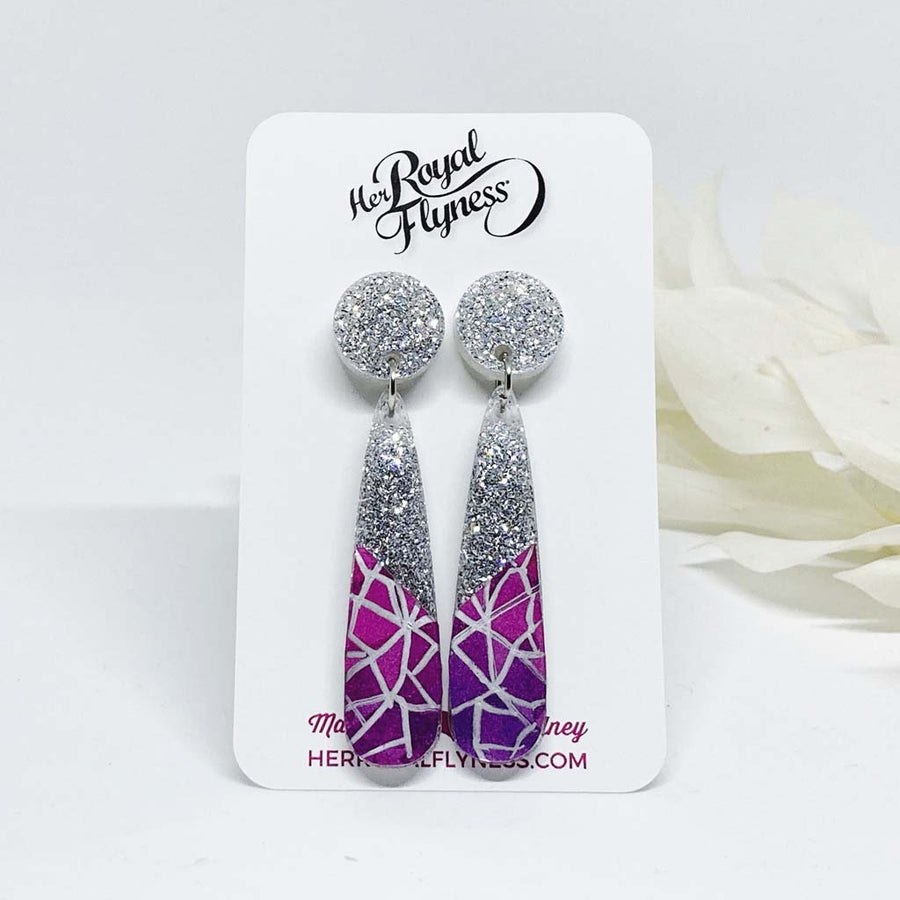 Shattered Pink Teardrop Earrings