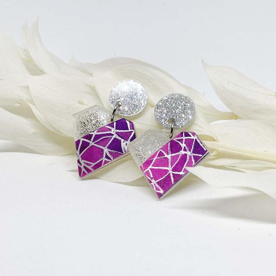 Shatter Pink Diamond Glitter Earrings