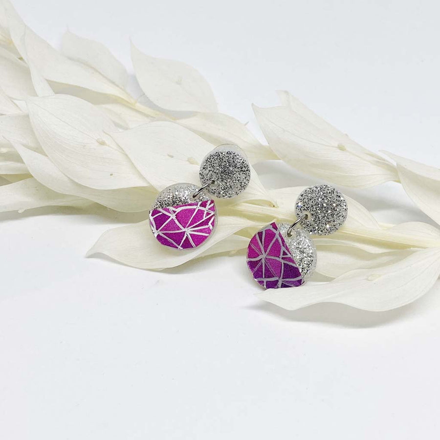 Shatter Pink Mini Glitter Earrings