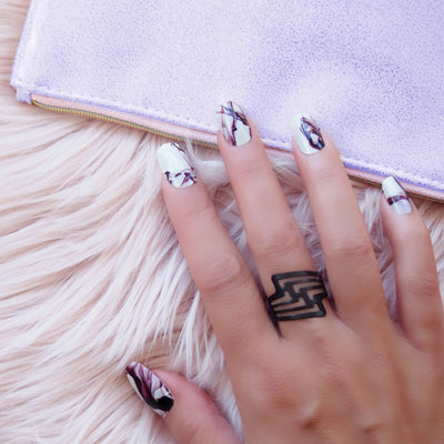 White Nail art with purple clutch, Her Royal Flyness, Nail Wraps,