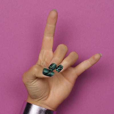 Nail wraps - Her Royal Flyness leopard nail design, glitter nail art