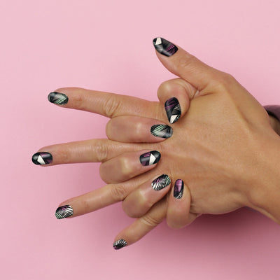 ail wraps, mesh pink green and black nail art  - Her Royal Flyness