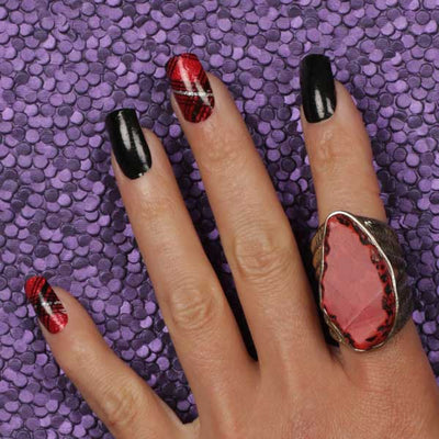 Nail wraps - Her Royal Flyness plaid glitter nails, tartan glitter