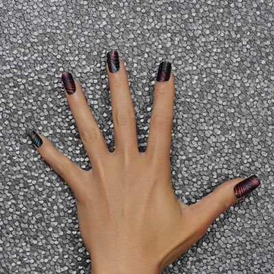 Nail wraps - Her Royal Flyness geometric nail design, glitter nail art, black nails