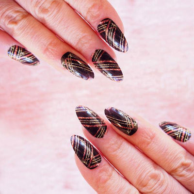 Nail wraps - Her Royal Flyness black and gold glitter nail art