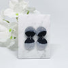 Seeing double Mini Round Black with Silver Glitter Earrings
