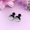 Shiny Round Black with Silver Glitter Resin earrings