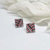 Silver Glitter with red and black Square Studs